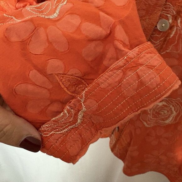 Vintage Mirasol Floral Jacket Womens Large Embroidered Orange Boho Bright Artsy - Picture 7 of 10